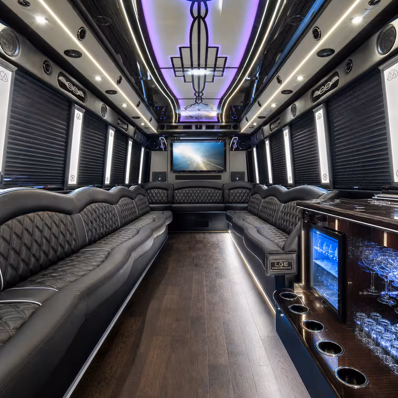 15 Passenger Party Bus Interior