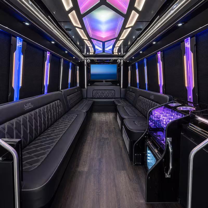 15 Passenger Party Bus Interior