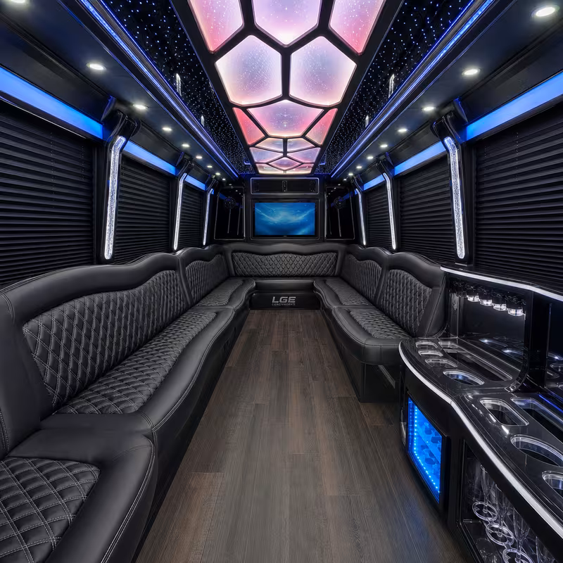 18 Passenger Party Bus Interior