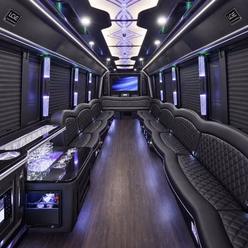 20 Passenger Party Bus Interior