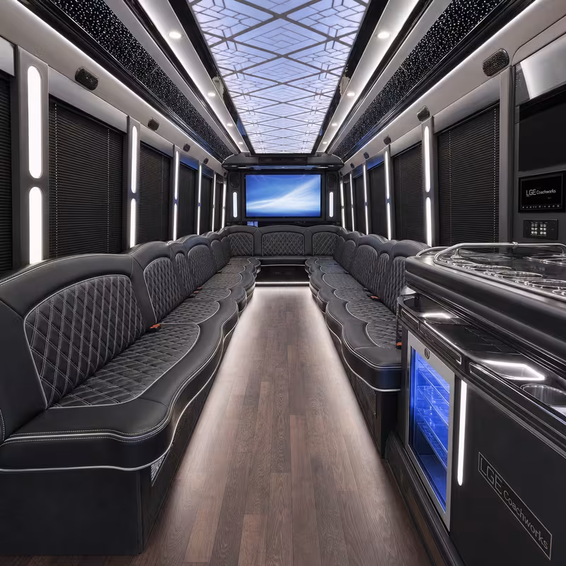 25 Passenger Party Bus Interior