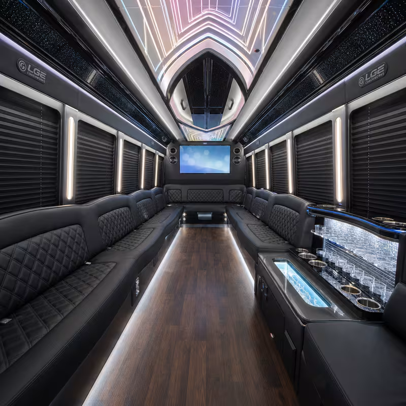 28 Passenger Party Bus Interior