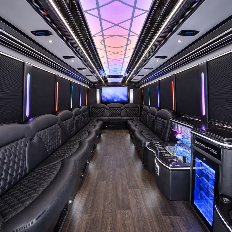 40 Passenger Party Bus Interior