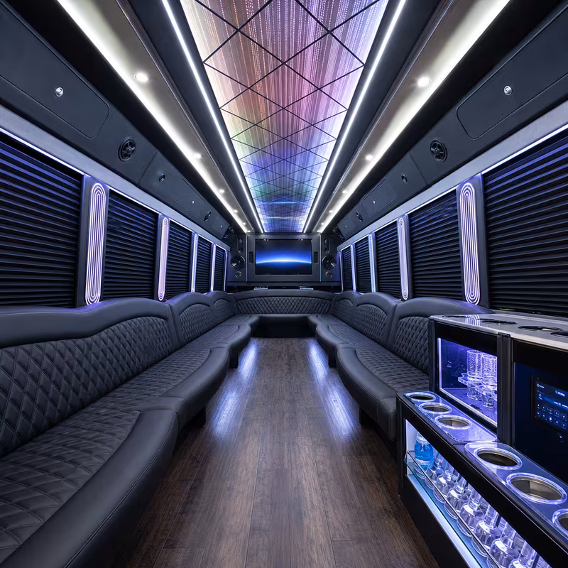 50 Passenger Party Bus Interior