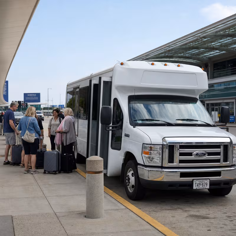 Black Mercedes Sprinter van staged for an Norfolk Airport Transportation group