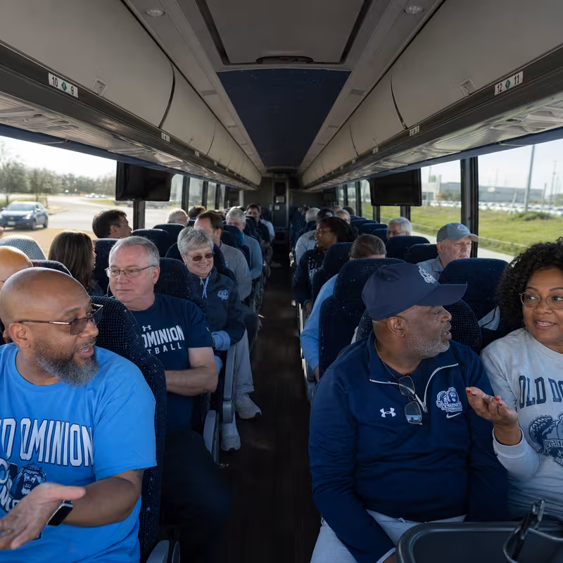 Passenger seating aboard a Norfolk party bus rental