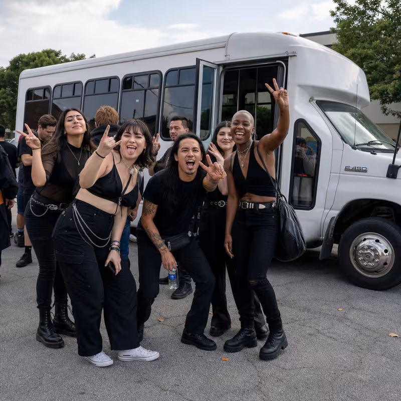 Black Mercedes Sprinter van staged for an Norfolk Concert Transportation group