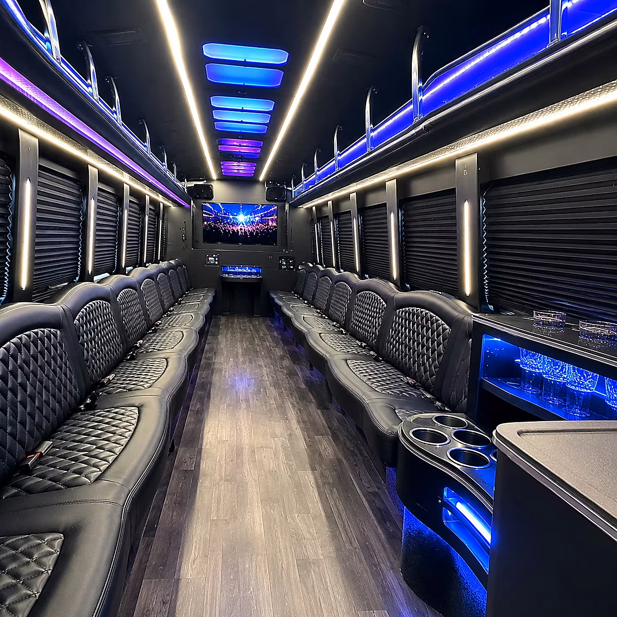 Norfolk Private Event Transportation party bus interior