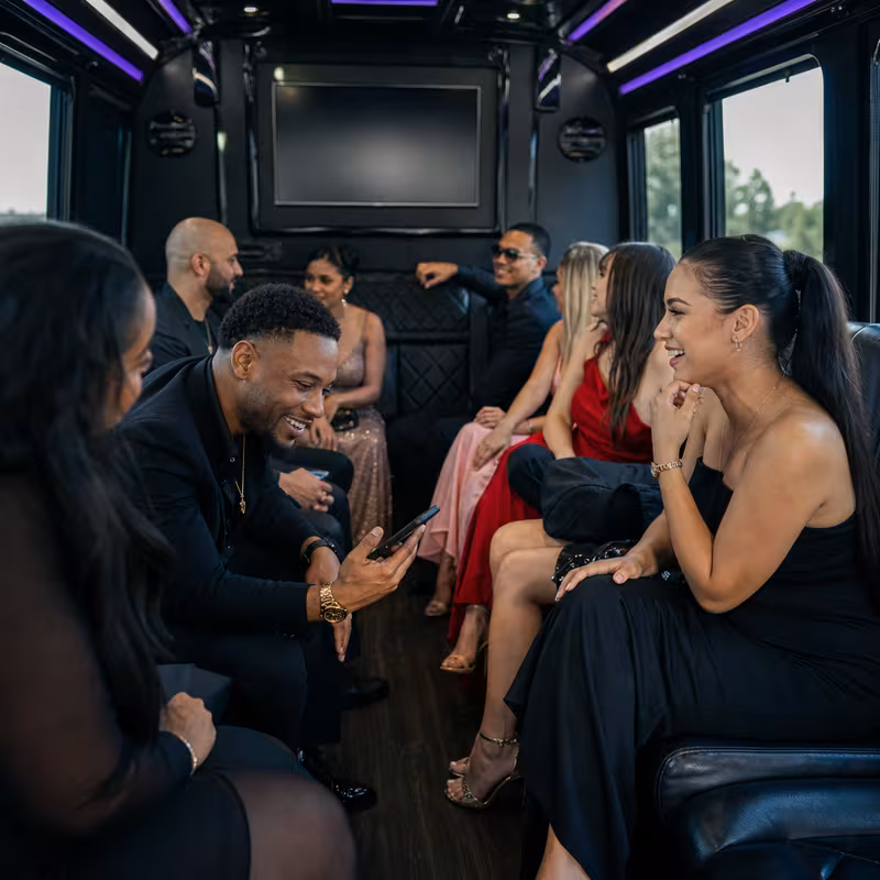 Black Mercedes Sprinter van staged for an Norfolk Private Event Transportation group