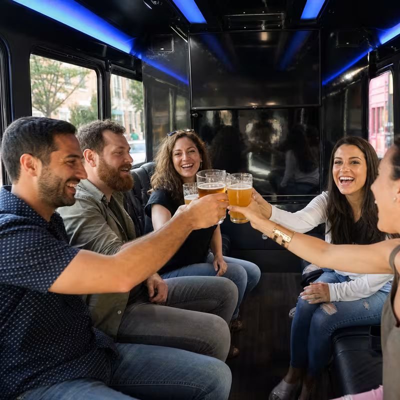 Black Mercedes Sprinter van staged for an Norfolk Winery & Brewery Tour Transportation group
